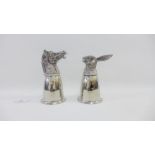 Two contemporary silver plated stirrup cups, 15cm high