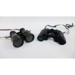 Two pairs of binoculars in leather cases, (2)