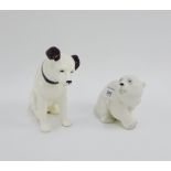 Russian porcelain white glazed figure of a Polar Bear, together with an unmarked 'His Master's