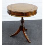 Small mahogany veneered drum table, 64 x 62cm