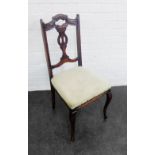 Mahogany side chair with upholstered seat and cabriole legs, 94 x 45cm