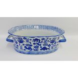 Moyses Stevens of London blue and white oval planter, 45cm long