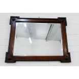 Oak framed wall mirror, 58 x 74cm