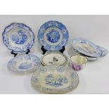 Large quantity of 19th century Staffordshire blue and white pottery etc., (a lot)