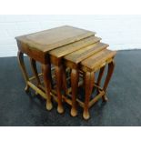 Nest of four hardwood tables, 44 x 46cm