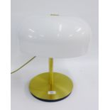 Valenti, Milan Italy table lamp base, with opaque white shade and gold coloured metal base, 41cm