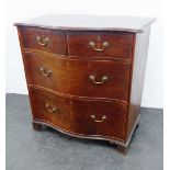 Mahogany serpentine chest with two short drawers above two deep long drawers, 104 x 112cm