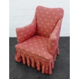 Red upholstered armchair , 90 x 70cm