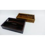 Modern twin division cutlery box, 34 x 24cm and a bamboo rectangular box, (2)