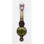 19th century mahogany and inlaid five dial banjo barometer inscribed Della Torra, Perth, 97cm long