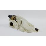 Chinese craquelure glazed figure / vase of a reclining male 24cm long