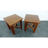 Pair of hardwood lamp / side tables, 50 x 44cm, (2)