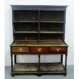 19th century oak dresser, 192 x 155cm