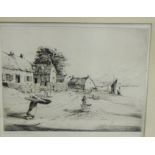 Jackson Simpson 'Baited Lines' Etching Signed in pencil, in a glazed frame, 21 x 16cm