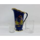 Edinburgh Exhibition 1890 etched glass 'Auld Lang Syne' shot glass and a Crown Devon 'Pagoda'