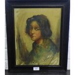 Raeburn Dobson 'Head and Shoulders Portrait of a Young Girl' Coloured Print In a glazed frame, 28