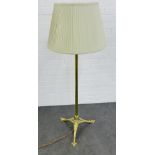 Brass standard lamp and shade, 140cm