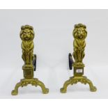 Pair of Lion fire dogs, 45cm high, (2)