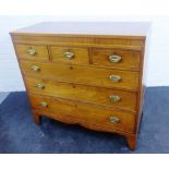 19th century mahogany and inlaid chest with three short drawers over three graduating long