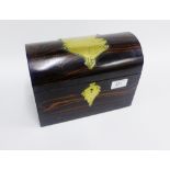 Coromandel box, the domed lid with brass leaf shaped mounts, 23.5 x 17cm