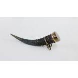 White metal mounted horn pepper pot, 13cm long