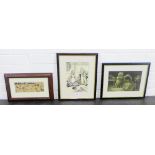 Louis Wain, 'The Cats Colony, Sports', print in a glazed frame, together with two others, largest