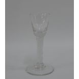 18th Century double air twist stemmed glass, 14cm high