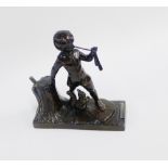 Bronze patinated metal figure, 18cm high