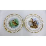 Pair of Coalport bone china limited edition cabinet plates to include Heron number 69/150 and