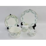 Victorian green and white porcelain teaset