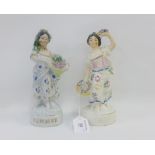 Two Staffordshire figures to include 'Summer' and 'Spring', 21cm high, (2)