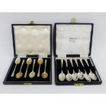 Cased set of six Sheffield silver teaspoons together with a cased set of six Birmingham silver