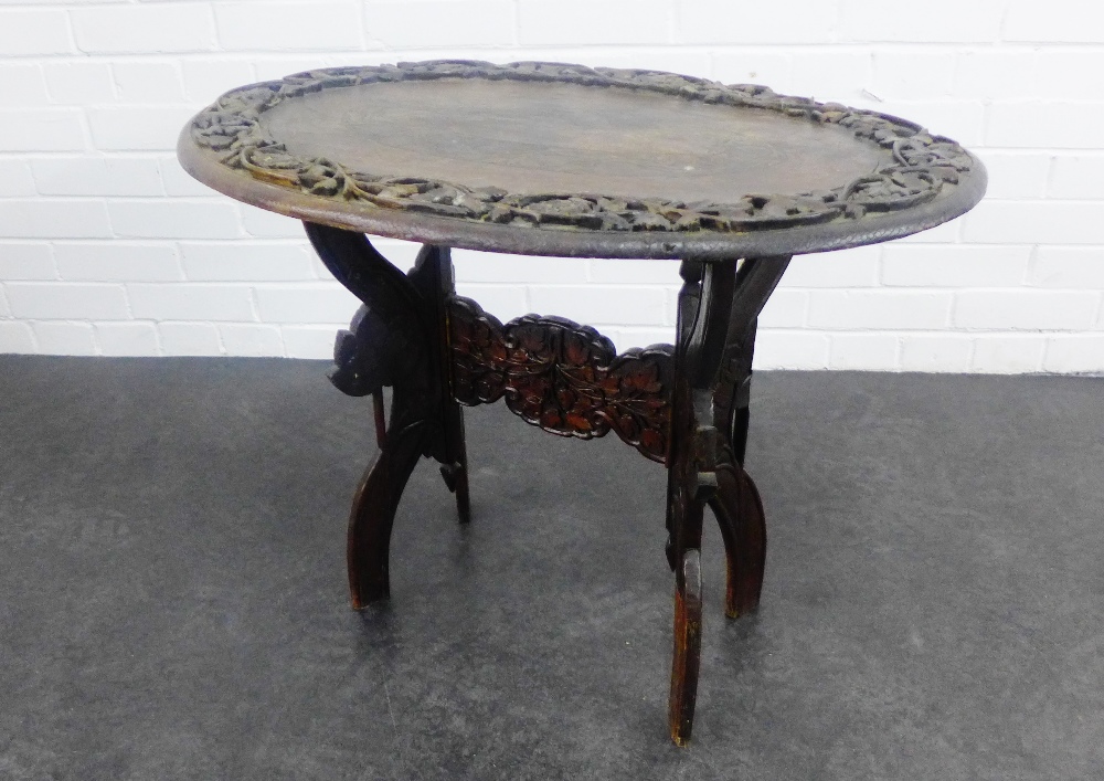 Eastern carved hardwood table, 60 x 80cm