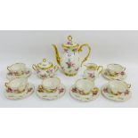 Bareuther Bavaria coffee set comprising six cups, six saucers, coffee pot, sugar bowl and cream