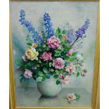 Charles Buchel (1872 - 1950) Still Life Vase of Flowers Oil-on-Board Signed, in a giltwood frame, 66