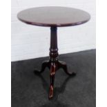 Mahogany circular top wine table with tripod legs and cabriole feet, 74 x 60cm
