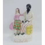 Victorian Eva and Uncle Tom Staffordshire flatback, with gilt script title, 22cm high