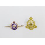 9 carat gold Royal Army Medical Corps lapel badge / brooch together with a 9 carat gold and