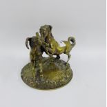Horses brass figure group on a circular base, approx 20cm high