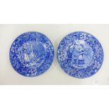 Two Wedgwood blue and white transfer printed plates to include 'August' and 'September; with