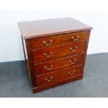 19th century mahogany chest, the rectangular top with moulded edge over four graduating long