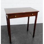 Mahogany hall table with single frieze drawer and straight square legs, 72 x 68cm