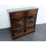 Mahogany glazed two door bookcase with two short drawers over a pair of astragal glazed cupboard