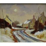 Andrew Binnie (b.1935) 'Smailholme, Winter' Oil-on-Board Signed, with a Torrance Gallery label