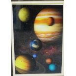 Planet's, hologram picture in a glazed frame, 15 x 22cm