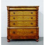 19th century mahogany chest, the rectangular top over a cushioned drawer above three long and one