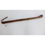 Japanese carved fruitwood swagger stick, 50cm long