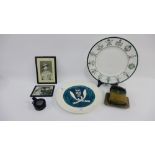 MK III military compass with original bag, Coalport Gurkhas Rifles cabinet plate and another