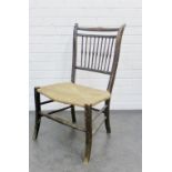 Arts & Crafts spindle back side chair with rush seat, 80 x 44 x 44cm