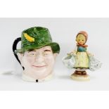 Mason's Good Companions 'The Farmer' Toby jug, together with a Hummel figure of a girl, (2)